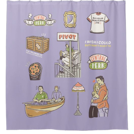 Rideaux De Douche AMIS™ | Icônes de dessin (Devant)