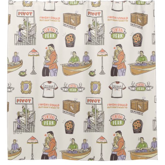 Rideaux De Douche AMIS™ | Icônes de dessin (Devant)