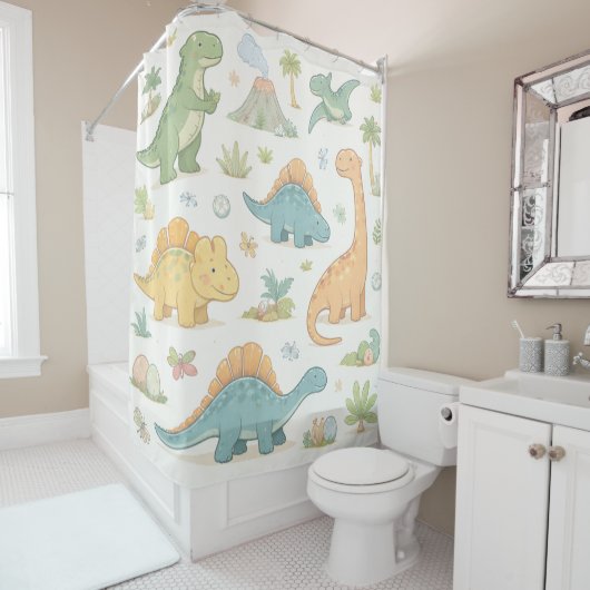 Rideaux De Douche Amis Jurassiques (En situation)