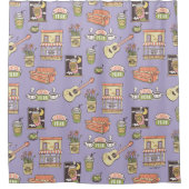 Rideaux De Douche AMIS™ | Motif d'icône violet (Devant)