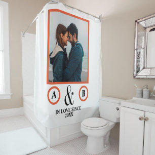 Rideaux De Douche Amoureux de la Saint Valentin couple monogramme