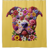 Rideaux De Douche Amoureux des chiens de la face de fleurs Pitbull (Devant)
