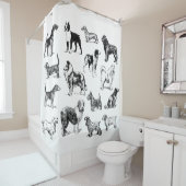 Rideaux De Douche Amoureux des chiens noir et blanc (En situation)