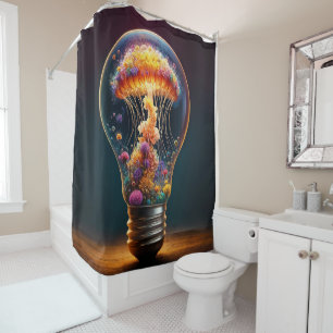 Rideaux De Douche Ampoule en verre de méduse brillant art imaginaire