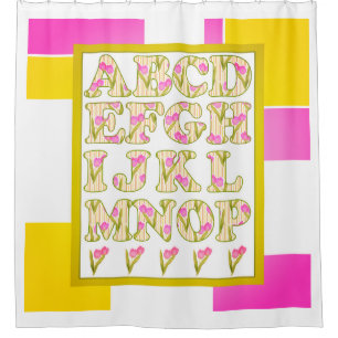Rideaux De Douche Amusant alphabet, alphabet fleuri, alphabet