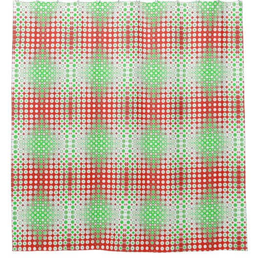 Rideaux De Douche Amusant, funky rétro vert, rouge, jaune motif (Devant)