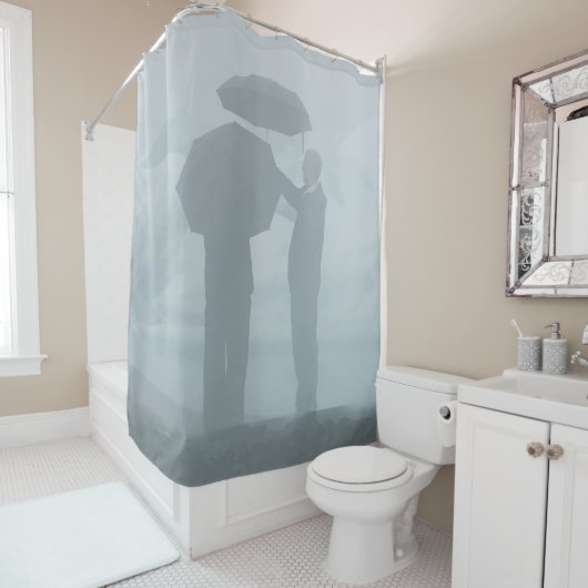 Rideaux De Douche Amusant nouveauté Foggy Umbrella Grey Art (En situation)