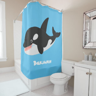 Rideaux De Douche Amusante baleine orque mignonne dessin animé