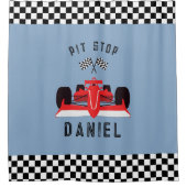 Rideaux De Douche Amusants Blue Kids Red Racing Car (Devant)