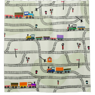 Rideaux De Douche Amusants enfants chemin de fer motif sans couture