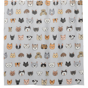 Rideaux De Douche Amusement animal : Chiens de chats Doodle Mix