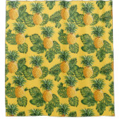 Rideaux De Douche Ananas et Feuilles tropicaux en or (Devant)