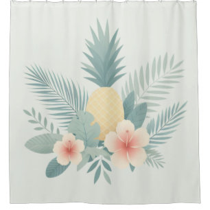 Rideaux De Douche Ananas floral & Hawaiian
