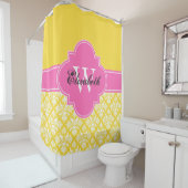 Rideaux De Douche Ananas LG Damask #3 CB1IR Hot Pink Monogramme (En situation)