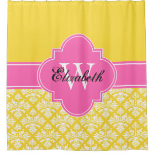 Rideaux De Douche Ananas LG Damask #3 CB1IR Rose Chaud Monogramme