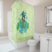 Rideaux De Douche Ananas Luau Hawaiian Hula Girl (En situation)