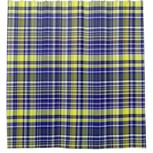 Rideaux De Douche Ananas Marine Bleu Blanc Preppy Madras Plaid (Devant)