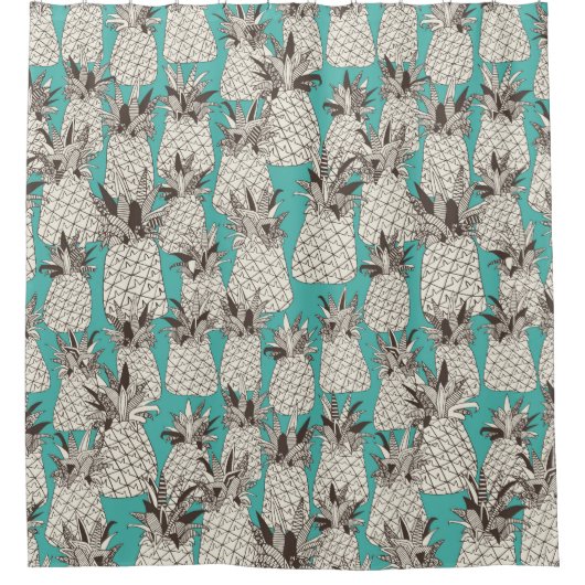 Rideaux De Douche ananas mer turquoise (Devant)