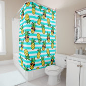 Rideaux De Douche Ananas Tropical : Motif de lunettes de soleil Retr (En situation)