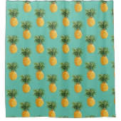 Rideaux De Douche Ananas Tropical Sur Turquoise (Devant)