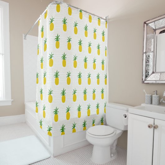 Rideaux De Douche Ananas tropicaux d'or (En situation)