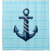 Rideaux De Douche Ancrage bleu avec vagues bleues (Devant)