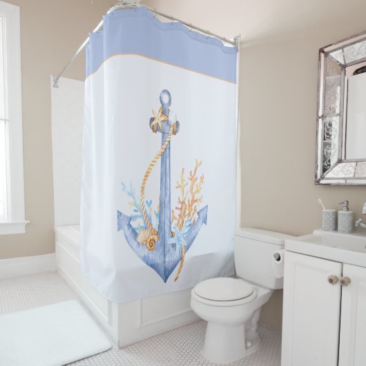 Rideaux De Douche Ancre aquarelle (En situation)