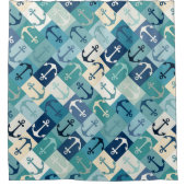 Rideaux De Douche ancre bleu chevron (Devant)
