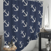 Rideaux De Douche Ancre Bleue de la marine classique