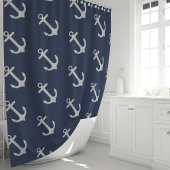 Rideaux De Douche Ancre Bleue de la marine classique