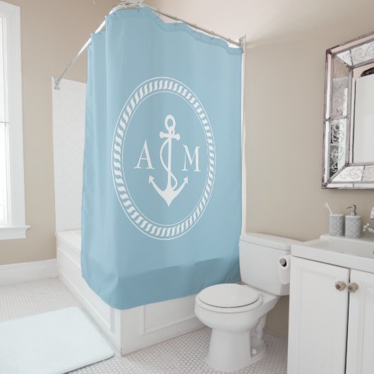 Rideaux De Douche Ancre faite sur commande de bateau de couleur et (En situation)