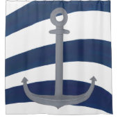 Rideaux De Douche Ancre gris marine Bleu courbé et Blancs (Devant)