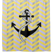 Rideaux De Douche Ancre marine jaune bleu et gris Chevron (Devant)