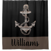 Rideaux De Douche ANCRE nautique rustique personnalisée | (Devant)