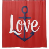 Rideaux De Douche Ancre nautique + script LOVE | (Devant)