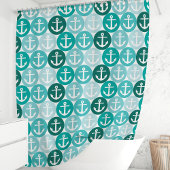 Rideaux De Douche Ancre Nautique Turquoise À Points