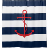 Rideaux De Douche Ancre rouge sur les bandes bleues (Devant)