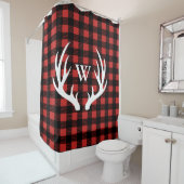 Rideaux De Douche Andouillers de cerfs communs et plaid blancs (En situation)