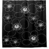 Rideaux De Douche Anéones japonaises sur couverture de duvet noir (Devant)