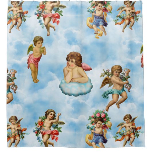 Rideaux De Douche angel cherub nuages antique (Devant)
