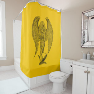 Rideaux De Douche Angel, Crayon, design noir jaune