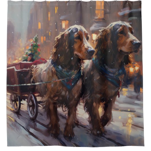 Rideaux De Douche Anglais Cocker Spaniel Noël Festin Saison (Devant)