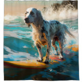 Rideaux De Douche Anglais Setter Beach Surfing Painting (Devant)