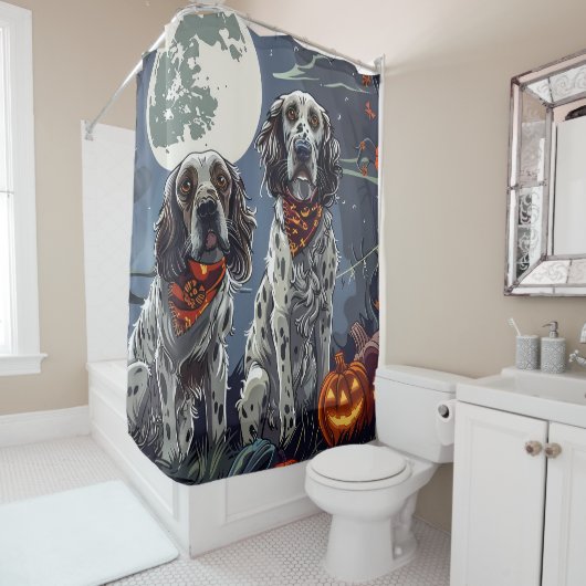 Rideaux De Douche Anglais Setter Halloween Éffrayant (En situation)