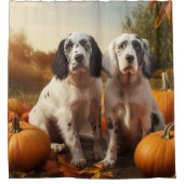 Rideaux De Douche Anglais Setter Puppy Automne Citrouille de plaisir (Devant)