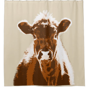 Rideaux De Douche Animal de ferme à la vache Brown
