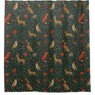 Rideaux De Douche Animalier & Botanique de Noël victorien 