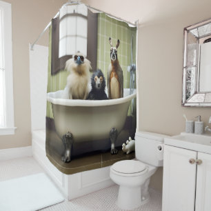 Rideaux De Douche Animaux amusants dans la salle de bain
