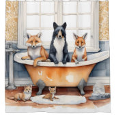 Rideaux De Douche Animaux amusants dans le bain (Devant)