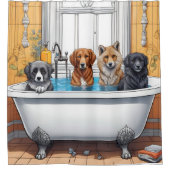 Rideaux De Douche Animaux amusants dans le bain (Devant)
